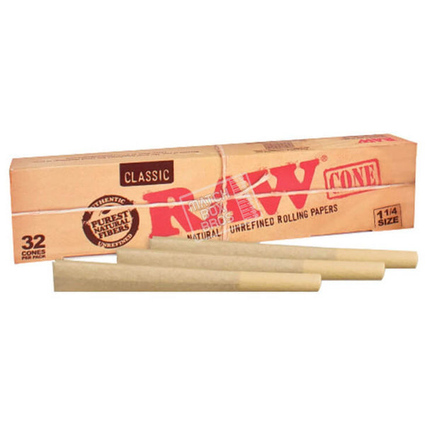 Raw Cone Classic | 1 1/4 | 32 Pack Per Box | 6 Cones Per Pack